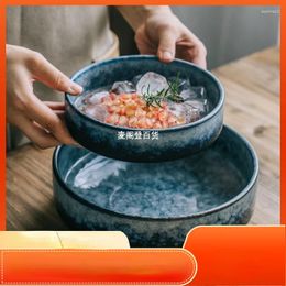 Dinnerware Sets Creative Kiln Ceramic Tableware Bowl Soup Noodles Dishes Salad Fruit Commercial.