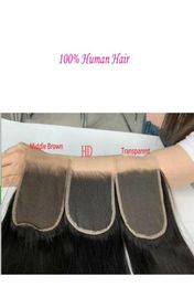 Indian Human Hair 6X6 5X5 HD Lace Closure Baby Hairs 1822inch Natural Colour Part Silky Straight9837351