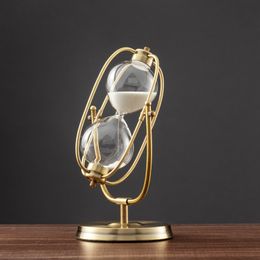 French Vintage Brass Hourglass 360 Rotating Metal Sand Clock Antique Sand Timer for Gifts Wedding Office Decor