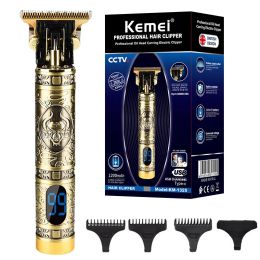 Trimmers Original Kemei Metal Housing Hair Trimmer For Men Professional Lithium Beard Clipper Electric Hair Cutting Machine body Trimmer