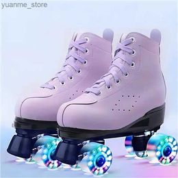 Inline Roller Skates Professional Inline Roller Skates Adult Rollers Skating Shoes Boys Roller Skate Flashing 4 Wheels Sneaker Slalom Racing Skat Y240419 FTO9