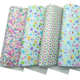 Blue Chunky Glitter Leather Butterflies Flowers Printed Glitter Fabric Synthetic Leather Vinyl Sheets For Bows DIY 21x29CM Q817