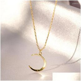 Pendant Necklaces Retro Simple Cute Moon For Women Clavicle Chain Alloy Crescent Holiday Gift Fashion Gothic Jewellery Wholesale Drop De Dhuvj