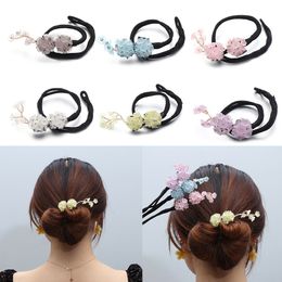 Women Girls Hair Hairpins Bun Maker Hair Cuff Pin Clip Artificial Crystal Pearl Chains Decorate Elegant Head Hair Accessories