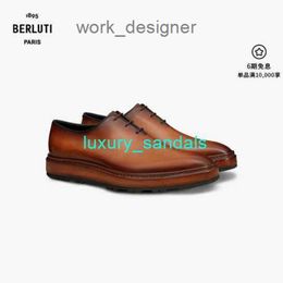 BERLUTI Mens Dress Shoes Leather Oxfords Shoes Berluti Alessandro Alto Leather Oxford Shoes Honey Brown 060 HBZC H30Q