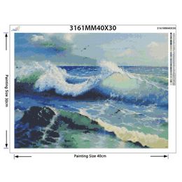 5D DIY Diamond Painting Cross Stitch Sea Waves Home Decor Full Square Rhinestone Mosaic Diamond Embroidery