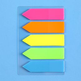 5 Colours Index Sticky Notes Plastic Self-adhesive Bookmarks Memo Pad Tabs Sticker Stationery