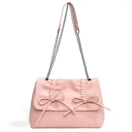 Shoulder Bags Bow Tie Bag With Chain Strap PU Leather Ladies Handbag Flap Casual Purse Hasp Closure For Women And Girls