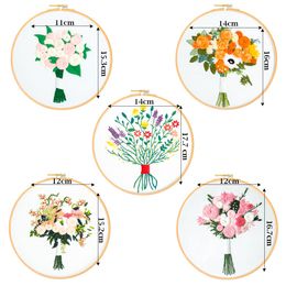 Floral Bouquet Patterns Embroidery Kit DIY Handcraft Cross Stitch Set Materials Package Without Embroidery Hoop Sewing Supplies