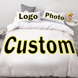 Diy Bedding Set Photo Logo Image Custom size Queen King Duvet Cover set Pillowcase Customized Bedclothes Bed Linen Drop Ship