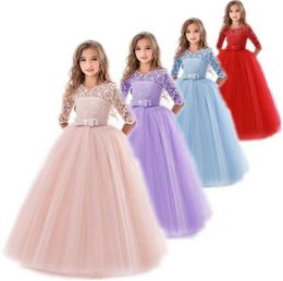 Kids Flower Girls Wedding Dress For Girl Party Dresses Lace Princess Summer Teenage Children Princess Dress 8 10 12 14 Years Q07165254309