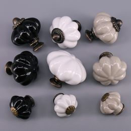 1x White Grey Black kitchen cabinet cupboard door knobs, chest, furniture, drawer Pulls handles Porcelain Pumpkin knobs