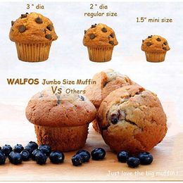 WALFOS 1 Piece Cake Tools Fondant Bakeware Silicone Metal Non-Stick 6 Cups Cupcake Baking Tray Mousse Cake Mould Muffin Pan