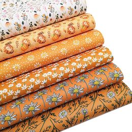 Autumn Daisy Flowers Pumpkins Synthetic Leather Fabric Sheets Faux Leather For Bags Shoes Bows DIY Craft Sheets Mini Rolls W192