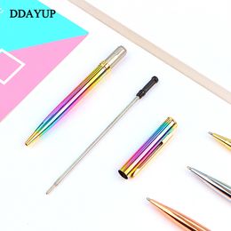 1 Pcs Rainbow Colorful Pen Metal Ballpoint Pen Bullet 1.0mm Nib Refill Office Writing Pen Rollerball Pen