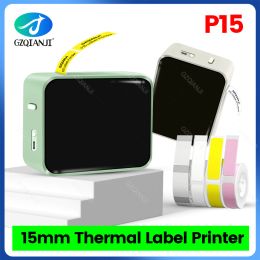 Printers Wireless Label Printer P15 Portable Bluetooth Thermal Label Maker Handheld Mini Machine with Adhesive Sticker Tape Paper Roll