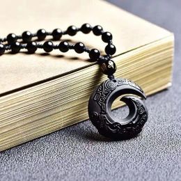 Obsidian Necklace Crafts Crystals Decorative Raw Stone Women's Organic Material Feng Shui Piedras Jewelry Lucky Pendant Art