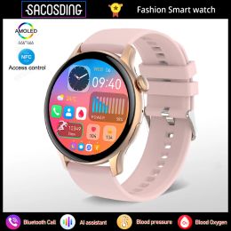 Watches SACOSDING Smartwatch Women 466*466 AMOLED 1.43" HD Screen Always Display Time Bluetooth Call IP68 Waterproof Sports Smart Watch