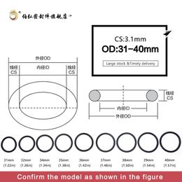 Nitrile Rubber O-Ring 20PCS/lot NBR Sealing CS 3.1mm OD31/32/33/34/35/36/37/38/39/40mm O-Ring Seal Gasket Ring