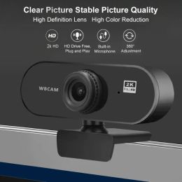 Webcams 180 Degree Rotatable 2.0 HD Webcam 2K USB Live Camera With Noise Reduction Microphone Office Meeting Video Conference Camera