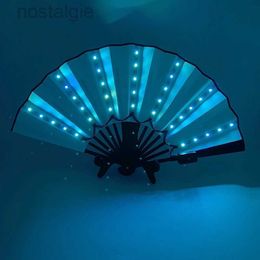 Led Rave Toy Carnival rave party lighting supplies 13inches fan Colourful change rechargeable LED fan glowing for music disco party 240410