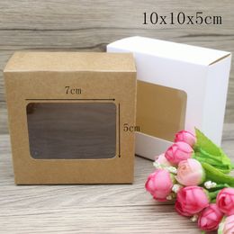 Multi Size 10Pcs DIY Vintage White box with window paper Gift box cake Packaging For Wedding home party muffin packaging gifts