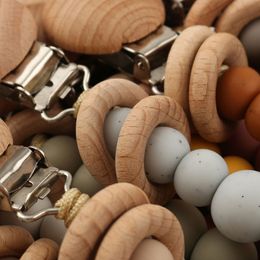 1Pc Safety Wooden Baby Infant Toddler Dummy Pacifier Handmade Soother Nipple Clip Chain Holder Strap Baby Chew Toy for Baby