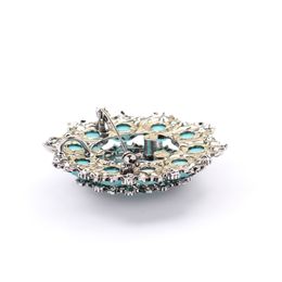Retro High-end Blue Opal Corsage Vintage Brooches Women's Luxury Exaggerated Brooch Pin Female Gift Coat Suit Accessories