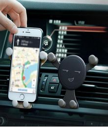 Gravity Car Phone Holder Air Vent Mount Cell Smartphone Clip For iPhone 13 12 Pro Max In Car Bear Mobile GPS with retail package1361584