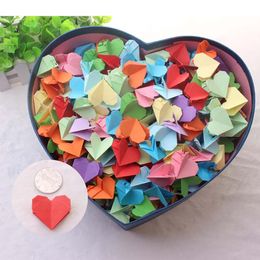 100PCS Folded Rainbow Origami Paper Hearts For Wedding Valentine's Day Party Confetti Birthday Baby Shower Propose Creative Gift