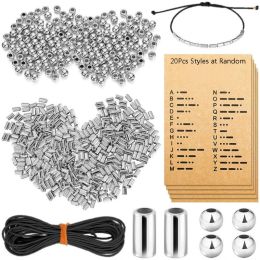 DIY Bracelet Making Kit Round Spacer Beads Long Tube Spacer Beads Manually Adjustable Bracelet Necklace Morse Code Card