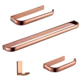 Luxury Rose Gold Bathroom Accessories Brass Paper Holder Towel Bar Robe Towel Ring Bath Hardware Sets