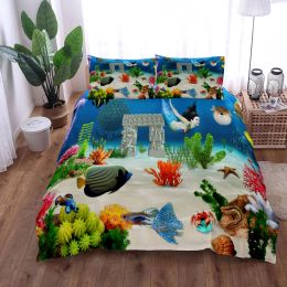 Marine Lives 3D Colorful Turtle Duvet/Doona Cover Set Single Twin Double Queen King Cal King Size Bed Linen Set