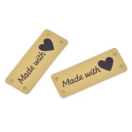 20Pcs PU Leather Tags Made With Love Labels Tags For Clothes Handmade PU Leather Labels DIY Hats Bags Sewing Tags Accessories