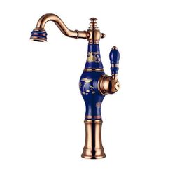 Rose gold brass ceramic and brass basin faucet hot and cold wash kitchen faucet bathroom shower faucet set tap toilet bath mixer