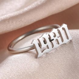 Cluster Rings Sipuris Stainless Steel Year Of Birth Number Custom Old English Font Style Women Ring 2024 Jewellery Gifts For Couples