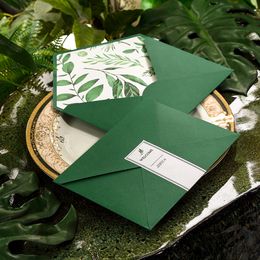 2020 Green Wedding Invitations Invitations Cards +Tags Wedding Bridal Shower Gift Greeting Card Kits Event Party Supplies Decor