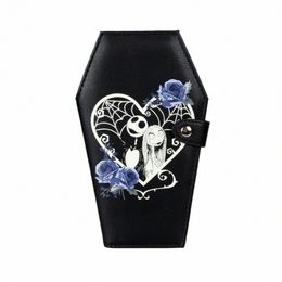 gothic Coffin-shaped Purse Bifold Stylish Credit Card Holder Versatile Clutch Slim Wallet X93U#