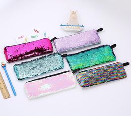 6styles Mermaid Sequins Storage Bag Sequins Student Pencil Case Glitter Student Cosmetic Bag Kids Coin Bags party favor3640101