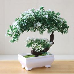 Artificial Plants Potted Bonsai Small Tree Plants Fake Flowers Potted Table Ornaments For Home Garden Decor