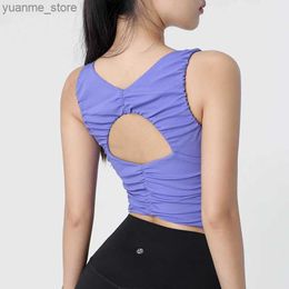 Yoga Outfits Womens Sports Fitness Tank Top Quick Dry Breathable Backless Yoga Bra Solid Colour Sexy Top Elastic Yoga Tank Top Y240410