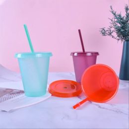 The New Straw Cup Sequined Glitter Cup Colorful Coffee Juice Straw Mug Simple Cute Net Red Plastic Bottom Outdoor Portable Cup