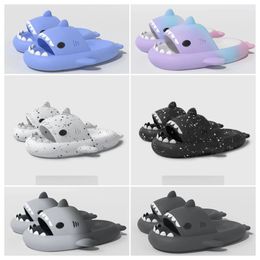 Designer Quality shoes sandal Summer Shark Slippers Shark Slides black Thick Soled Shoes men women Kids flat sandals Gradient Flip Flops