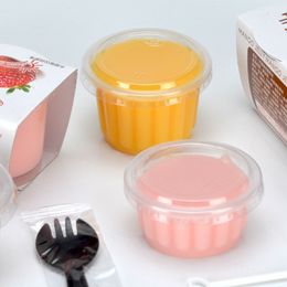 50 Set Disposable Pudding Cup Plastic cup lid jelly Bowl Dessert Yoghourt small box home party Wedding baking Plum 3/4/5/8/10oz
