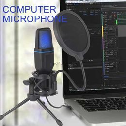 Microphones USB microphone RGB Microfone Condensior Wire Gaming Mic for Podcast Recording Studio Streaming Laptop Desktop PCQ1