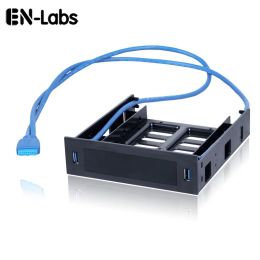 Hubs EnLabs 2 x USB 3.0 Front Panel w/ 3.5" Device/HDD or 2.5" SSD/HDD to 5.25 Floppy to Optical Drive Bay Tray Bracket Converter