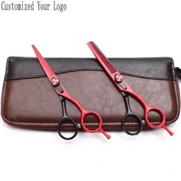 5.5" Customise Logo Red&Black Colour Animal Scissors Straight Shears Thinning Shears Pet Scissors Dog Grooming Scissors DIY C1018