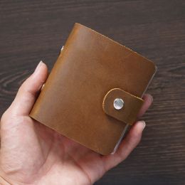 Notebooks Genuine Leather A9 Size Ring Planner with 3 Hole Binder Crazy Horse Leather Mini Notebook Retro Portable Notepad Diary Wholesale