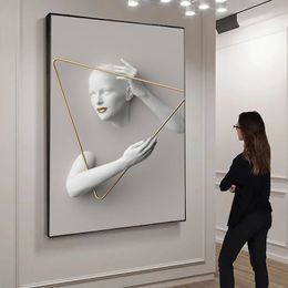 Woman Sculpture Poster Prints Woman Power Figure Statue Canvas Painting Cuadros Wall Art Pictures for Living Room Home Decor