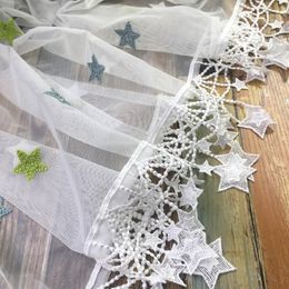 Embroidered Stars Short Curtain Valance Lace Hem Coffee Short Curtain for Kitchen Cabinet Door Bedroom Home Decor DL-M065&D